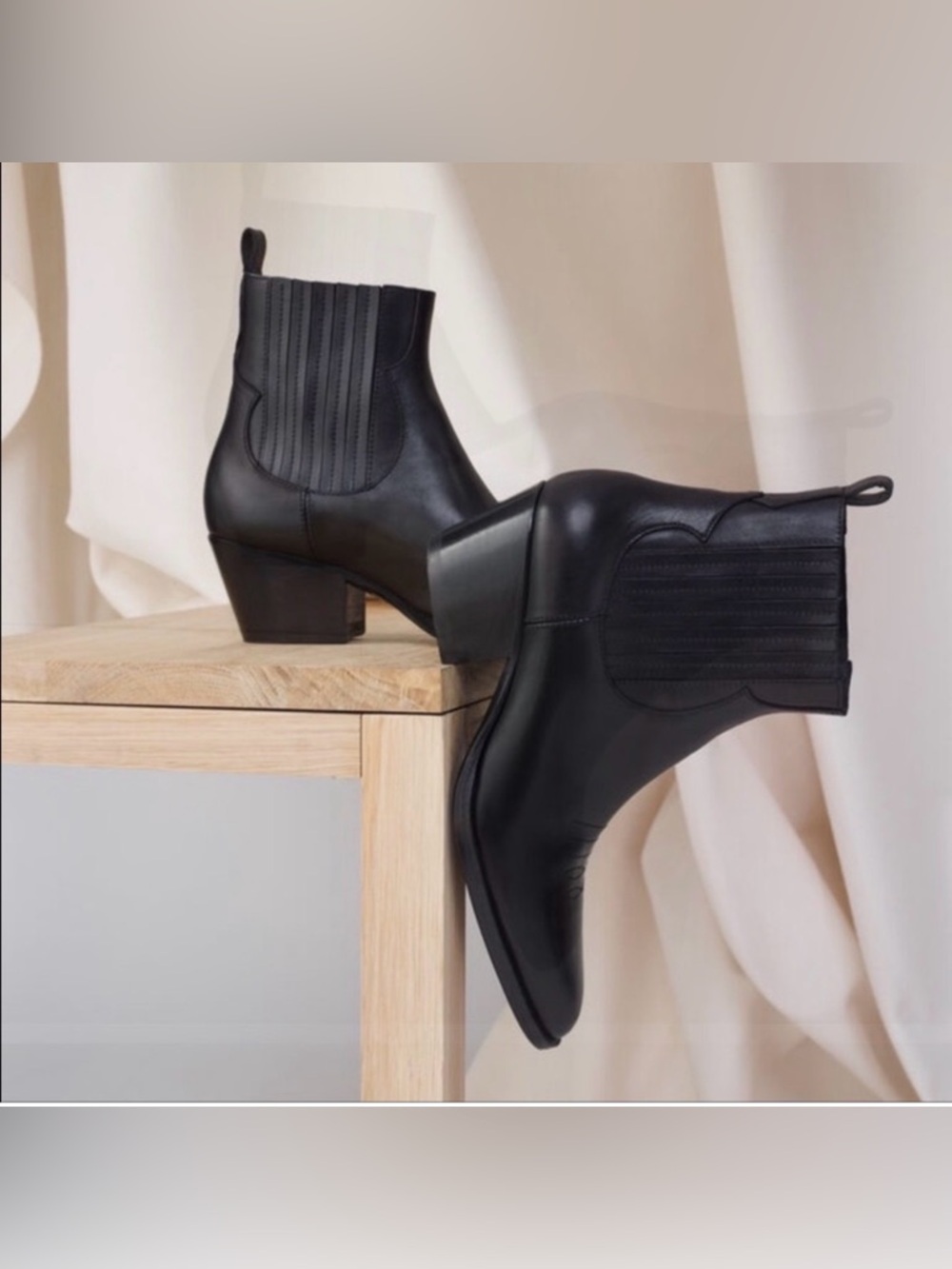 Maje Farwest Western Leather Ankle Booties Black Pointed Toe EU 36 / US 5.5/6